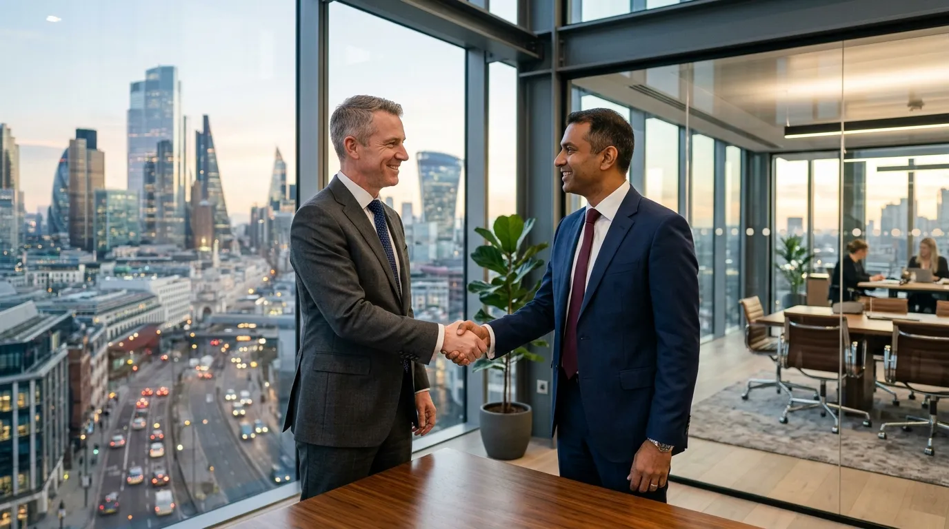 Business professionals discussing commercial debt recovery